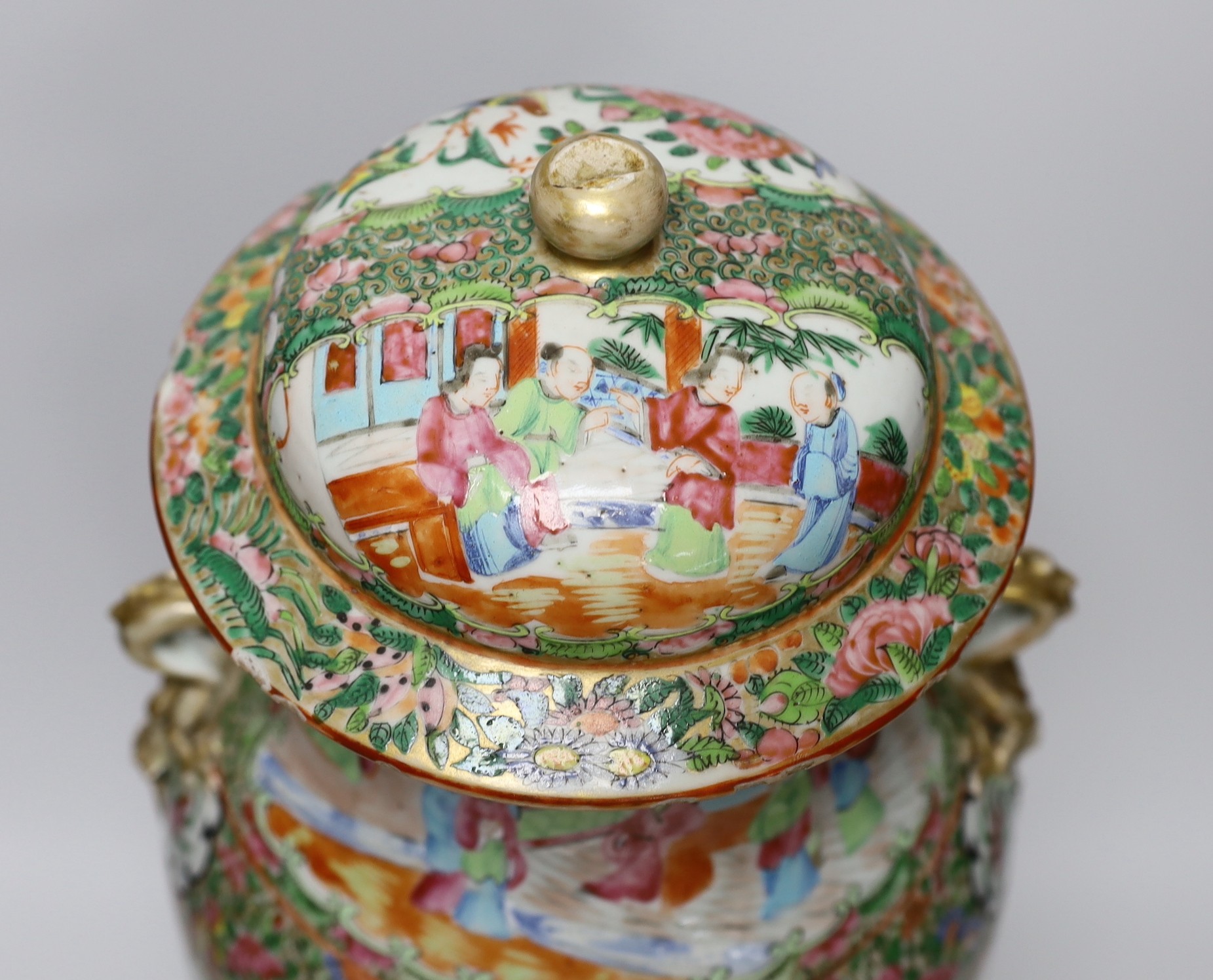 A 19th century Canton famille rose vase and cover, 46cm